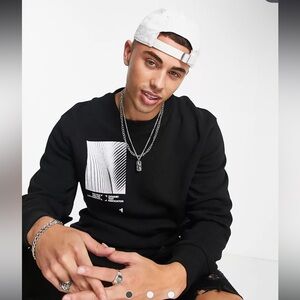 Topman Relativity print Black Sweatshirt Size XL